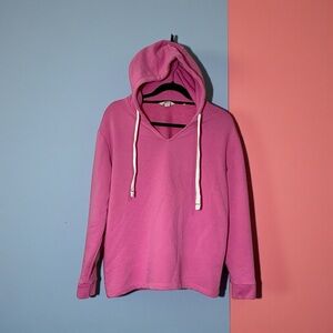 BODEN Pink Jersey Pullover V Neck Hoodie Medium